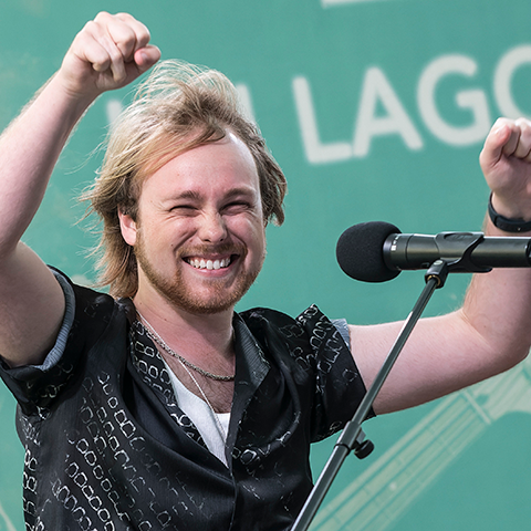 Brad Belmondo performs on stage