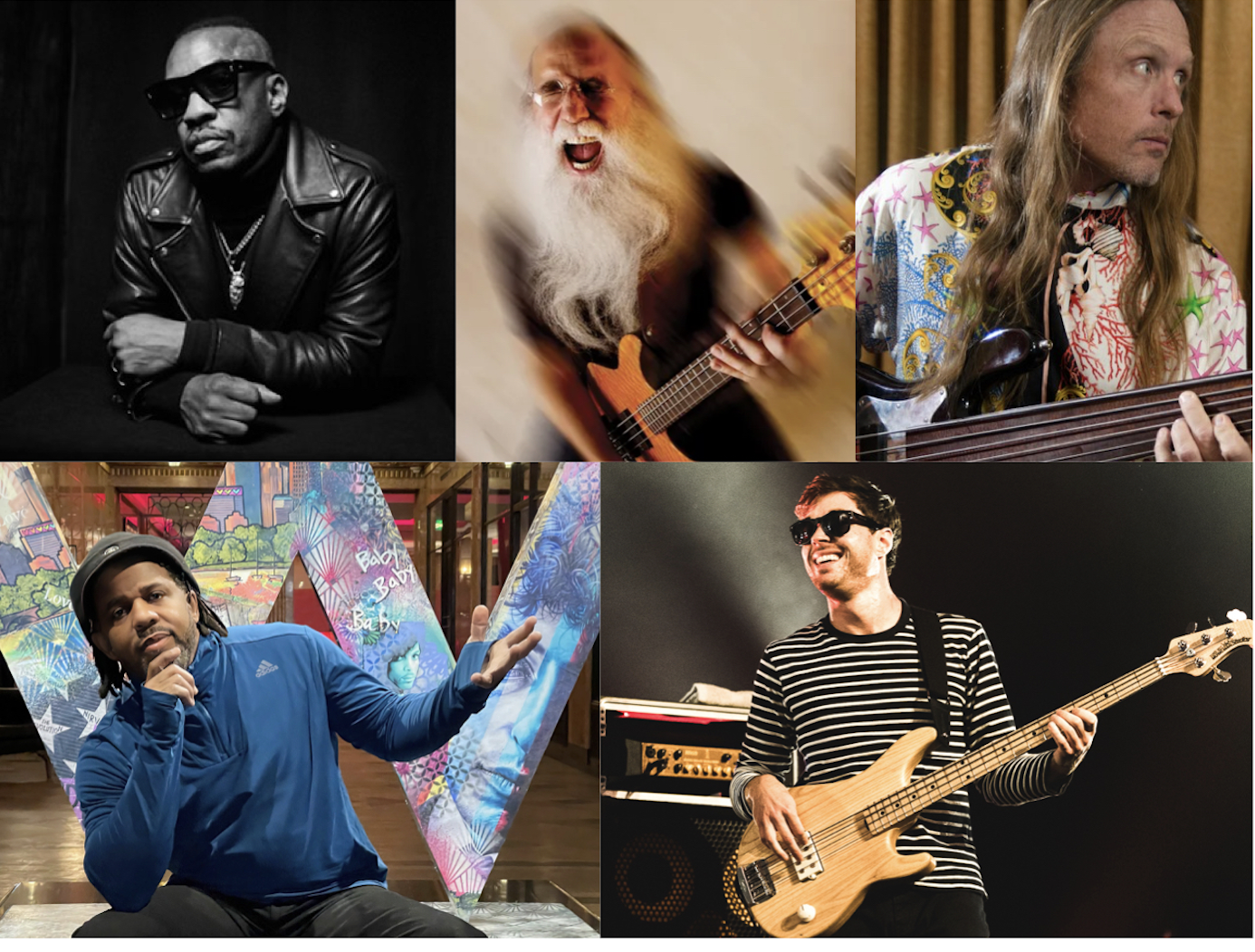 Bass bash members, Steve Jordan, Lee Sklar, Steve Bailey, Victor Wooten, Joe Dart