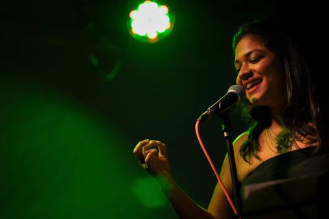 A woman singing