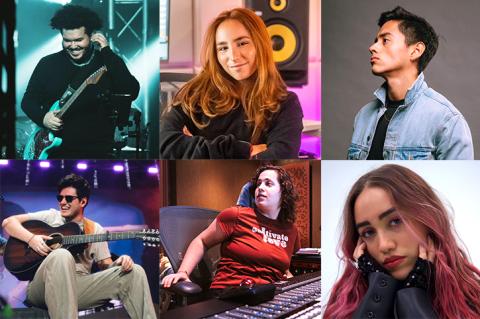 a collage of six artist photos